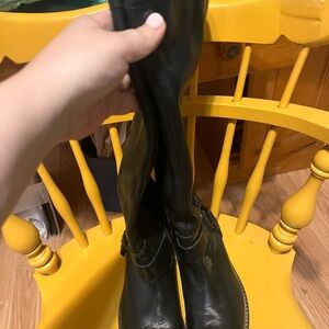 Black Leather Knee-High Boots